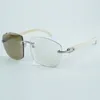 Direct sales newest high-end Photochromic(brown or grey) cutting lens sunglasses 4189706-A white natural buffalo horn sticks size 58-18-140 mm