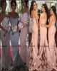 2019 Fashion Peach Blush Mermaid Beach Bridesmaid Dresses Lavender Spaghetti Backless Lace Train Maid of Honor Wedding Guest C5789061