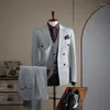 メンズスーツ2024ファッションスリム3ピース男性スーツセットビジネスウェディングジャケットパンツベストストライププロフェッショナルブラックグレー