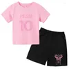 Conjuntos de roupas crianças verão esportes camiseta no.10 impressão celebridade ídolo top shorts 2p menino/menina bebê criança 3-13y camisa casual encantador conjunto