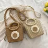 Shoulder Bags Straw Messenger Bag Drawstring Fashion Casual Cute Sunflower Hand-Woven Handbags Handmade Simple Elegant Female Purse