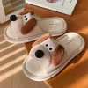 Slippers Cute Home Slipper for Womens Funny Lovely Cartoon Dog Winter Plush House Linen Shoes Slides Female Girls Family Slippers