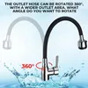 Rubinetti da cucina Rubinetto monocomando girevole a 360° per lavabo Miscelatore acqua fredda e miscelatore Torneira Nero cromato lucido Montaggio su piano