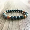 Strand 2 Pc Sets Men's Personality Bracelet Labradorite & Lava Stone Sandalwood Boy's Gift Holiday