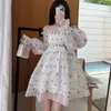 Robe plissée à encolure unique pour femmes, niche française, jupe ample à manches bulles