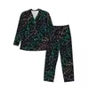 Homens sleepwear arco-íris música notas pijamas homens floral impressão quente noite outono 2 peça casual oversized conjunto personalizado