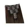 Estensioni 120g Set testa completa Clip per capelli umani allineati con cuticola vergine russa Remy nelle estensioni dei capelli umani Colore marrone scuro 2