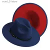 Boll Caps Fedora Womens Två ton filt Fedora Hat Buckle filt Panama Hatc24319