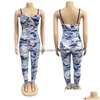 Womens Jumpsuits Rompers Print Sexy Jumpsuit Women Clothes Party Long Pants Mesh Bodycon Bandage For Summer Overalls Club Outfits16 Dhiob