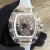 Desginer Mechanical Automatic L Watch RM56-01 Uxury Watch Date Mens Business Leisure Helautomatisk mekanisk klocka Transparent Case Trend Tapel