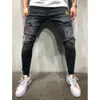 Pantaloni slim fit consumati attillati di fascia alta hip-hop da uomo Jeans slim con stemma da uomo nuovi