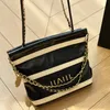 Womens Calfskin Classic 22 Mini Stripe Shopping Shoulder Bags Oil Wax Leather With Coin Wallet Purse GHW Crossbody Shoulder Handbags Two-tone Panda Pocket 19x18CM