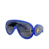 Mehrfarbige Schild-Designer-Sonnenbrille, Damen-Luxus-Sonnenbrille, klassische Strandsonnenbrille, UV400-Schutz, Halbrahmen-Metallrahmen-Brille, FA085 E4