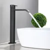 Robinets de lavabo de salle de bains Robinet de bassin de bec de cascade classique noir Robinet de lavabo en acier inoxydable Robinet de lavabo uniquement eau froide pour Bathtu