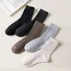 Chaussettes pour hommes 3Pais hommes coton de haute qualité couleur unie Business Crew printemps automne Mib Tube cheville longue respirante décontractée douce