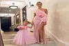 Lovely Blush Pink One Shoulder Cocktail Party Dresses 2022 Ruffle Pleated Draped Sexy High Split Prom Dress Evening Gowns Special 3219719