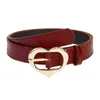 Belts Simple Adult Waist Belt With Adjustable Unique Heart Buckle Waistband PU For Rock Fan Wear Resistant