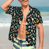 Camisas casuais masculinas letras abstratas camisa de verão homem praia palavra aleatória impressão de manga curta estilo de rua personalizado retro oversize blusas