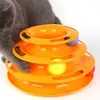 Cat Toy Tower Three-Layer Round Cat skivertabell med tre bollar Cat Intelligence Amusement Triple Teaser Puzzle Track Toy Juguete 240315