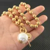 Bracelet couleur or collier de perles bracelet en acier inoxydable ensembles de bijoux pour les femmes à la mode dernière SDNZCRCH 240319