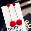 Boucles d'oreilles pendantes pour femmes, pompon moelleux, accessoires pour cheveux mignons, cadeaux, boule ronde