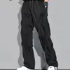 Pantalon pour hommes Casual Homme Droit Pantalon Noir Pour Hommes Hippie Rides Été Streetwear Polyester Esthétique Mode Élégant Coton Y2k