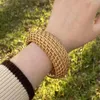 Bangle LifeFontier Handgjorda brun halmrottning Knit runt armband för kvinnor vintage chunky strand geometriska armband party smycken gåvor