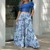 Zweiteilige Damenhose, elegante Sommer-Lose-Outfits, sexy Slash-Ausschnitt, solide bauchfreie Bluse und bedruckte Taschen, Anzüge mit weitem Bein, 2024, tailliert