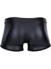 Underpants S-5XL Faux PU Leather Boxershorts Metal Ring Convex Pouch Mens Boxer Ss Hollow Out Trunks Tights Sexy Calzoncillo Underwear