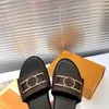 high quality Designer Comfort Sandal Slippers Women Leather Shoes Womens Luxury Metal Decoration slipper Summer Casual Shoe Beach Flip Flops Size 35-42