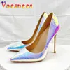 Dress Shoes Laser Snake Pattern High Heels 12CM Pointed Toe Women 2023 New Summer Color Changing Pumps Fashion Wedding StilettosL8V7 H240321