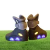 Voltar aos sapatos futuros Cosplay Marty McFly Sneakers Sapatos LED LUZ GLOW TENIS MASCULINO adulto Sapatos de cosplay Recarregável LJ2011654071