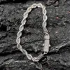 Nuoya New Style 6mm Iced Out Clasp Rope Chain Stainless Steel Twist Bracelet Jewelry for Women