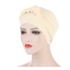 Gorros de bola Turbante Cabello Pre-atado Primavera Musulmán Pérdida Estiramiento Color Sólido Trenza Cabeza Bufanda Gorro Bonnet Party Accesorio