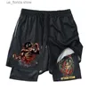 Shorts voor heren Anime Attack on Titan 2 in 1 Gym-workoutshorts voor heren Sneldrogend Rekbaar Atletische compressieshorts Fitness Hardlopen Joggen Y240320