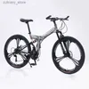 Vélos Ride-Ons vélos de route course Bicyc Foldab Bicyc VTT 26/24 pouces en acier 21 vitesses pliable Bicycs double freins à disque L240319