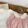 MILANCEL printemps bébé filles vêtements enfant en bas âge filles col en dentelle vêtements en lin 240318