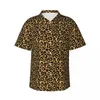 Camisas casuais masculinas brilhante leopardo impressão havaí camisa masculina férias na moda animal manga curta confortável vintage blusas de grandes dimensões