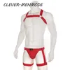 Sexy Set CLEVER-MENMODE Men Sexy Harness Briefs Hot Set Elastic Halterneck Bdsm Bondage Belt Fetish Costume Male Body Strap Lingerie Set 24319