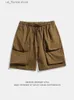 Men's Shorts 2024 Spring and Summer 3D Large Pocket Work Shorts for Mens New Japanese Outdoor Male Fashion Loose Casual Split Pants Y240320