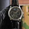 Orologio meccanico da uomo con calendario perpetuo di qualità superiore, cinturino in pelle, 39 mm, movimento automatico, fasi lunari, stelle, orologio di design di lusso V9 AAA