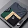 T-shirty T-shirts Wysokiej kresu na dzianinowy kumpel na męski trend Letni Trend Trend Derec Dekolt 2022 Nowe luźne rękawy J240319