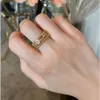 Lyxiga smycken VanClef Ring Kaleidoscope Ring smal utgåva Full Diamond 18K Rose Gold Clover Flower Diamond Ring Light Luxury Style Womens Pure Silver