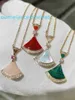 2024 Jewelry Designer Brand Necklaces Small Skirt Necklace Womens Fan-shaped White Fritillaria Red Chalcedony Double Layer Pendant Collar Chain