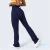 lu Pantalones acampanados de yoga para mujer, cintura alta, corte ajustado, vientre ll, pantalones acampanados que muestran las piernas, yoga largo Fitnes ll