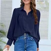 Kadınlar bluzları Kadın Tops ve 2024 Bahar Sonbahar Ofisi Tek göğüslü Gömlek Çok Güzel Zarif Mor Fener Kollu