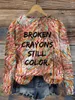 Women's Hoodies Broken Crayons Still Color Casual Sweatshirt Long Sleeve 3D Printed Women Pullover