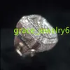 Anillo de moissanita de Hiphop, Plata de Ley 925, anillo de moissanita de diamante de corte redondo brillante