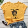 Damen-T-Shirts „Müde wie eine Mutter“-T-Shirt mit farbigem Aufdruck, lustiges Totenkopf-Mama-Mutter-Leben-T-Shirt, lässiges Damen-Kurzarm-Muttertagsgeschenk