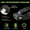 115Pcs LED Induction Headlamp USB Rechargeable Head Flashlight Powerful Camping Lantern Fishing Headlight 18650 Battery 240306